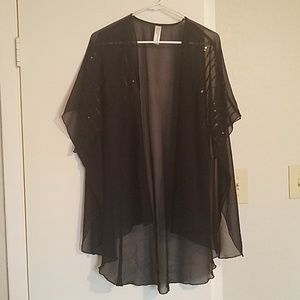 Sheer Boho Sequin Kimono, Plus